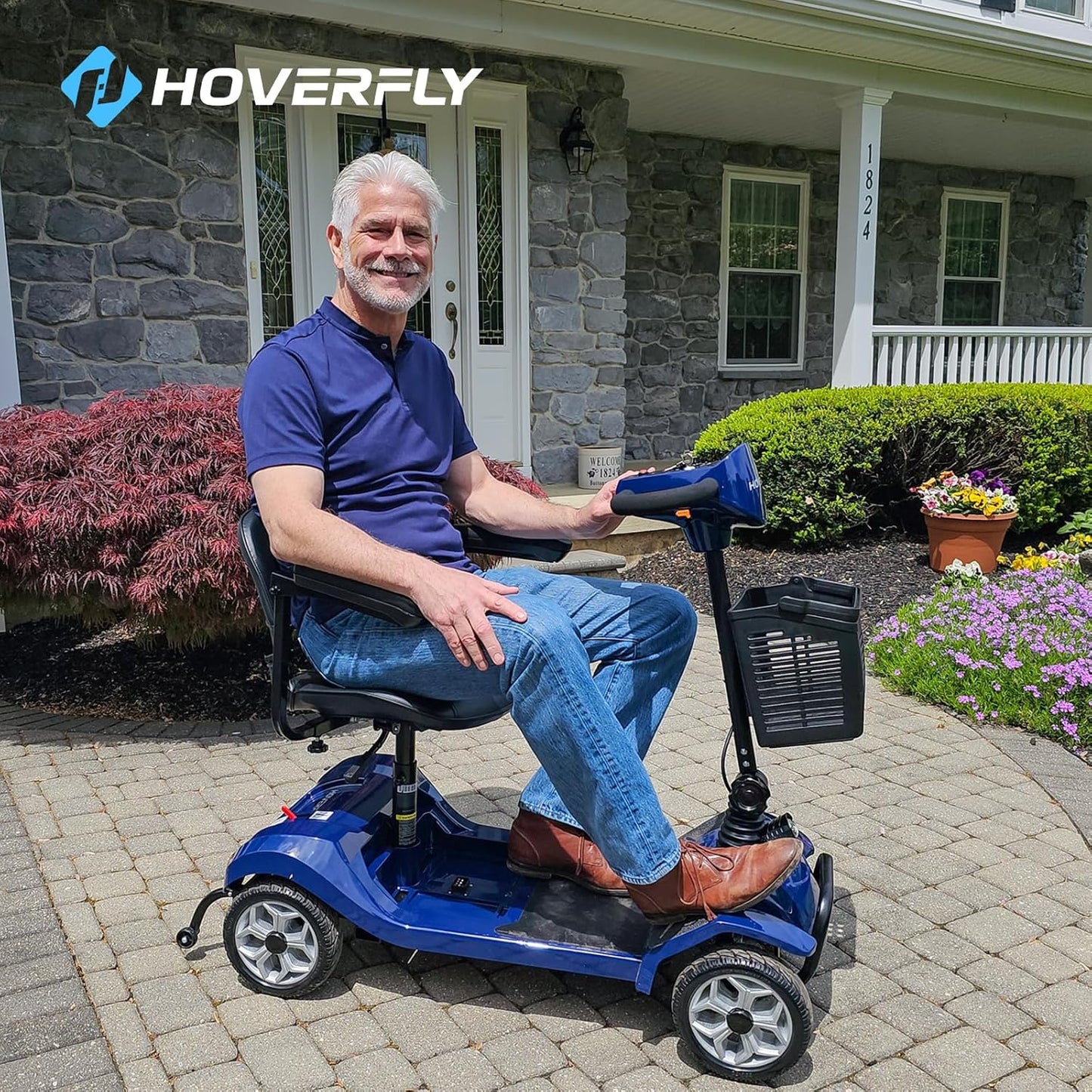 4-Wheel T4 Mobility Scooter - 12.4 Mile Range, Removable Battery & Swivel Seat