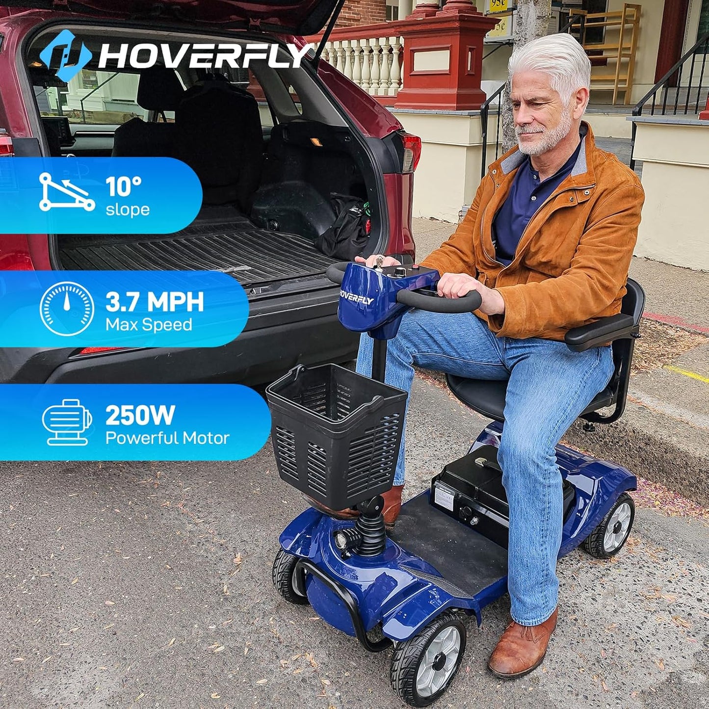 4-Wheel T4 Mobility Scooter - 12.4 Mile Range, Removable Battery & Swivel Seat