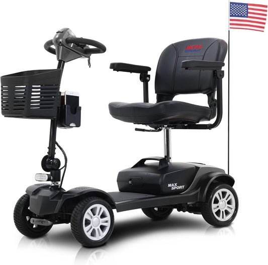 Electric Mobility Scooter for Adults Wheelchair Device for Travel, Elderly - 300 Lbs Max Weight, 4-Wheel Powered Mobility Scooters for Seniors (MAX Sport Grey)