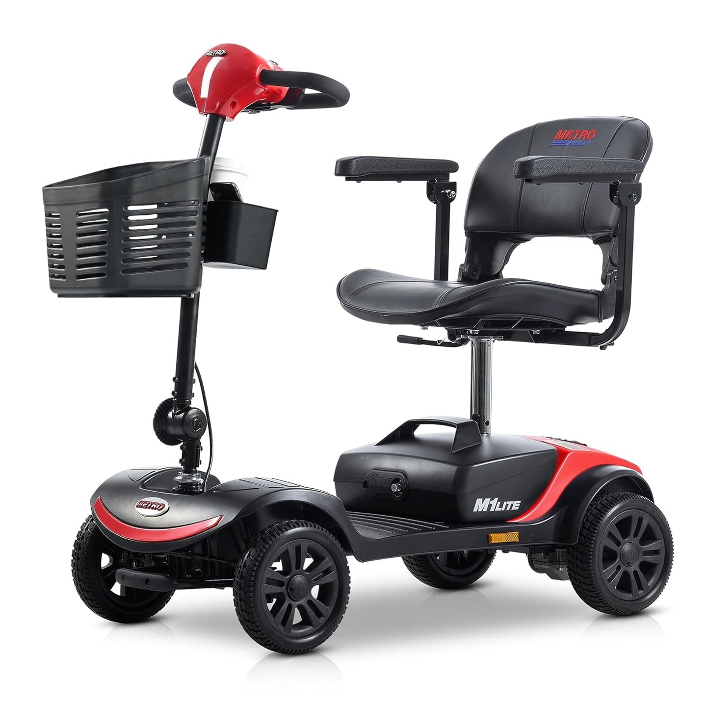 Mobility Scooters for Adults, 4 Wheel Powered Mobility Scooters, Folding Mobility Scooter Lightweight, Electric Scooter for Seniors 16 Miles Long Travel Range Red